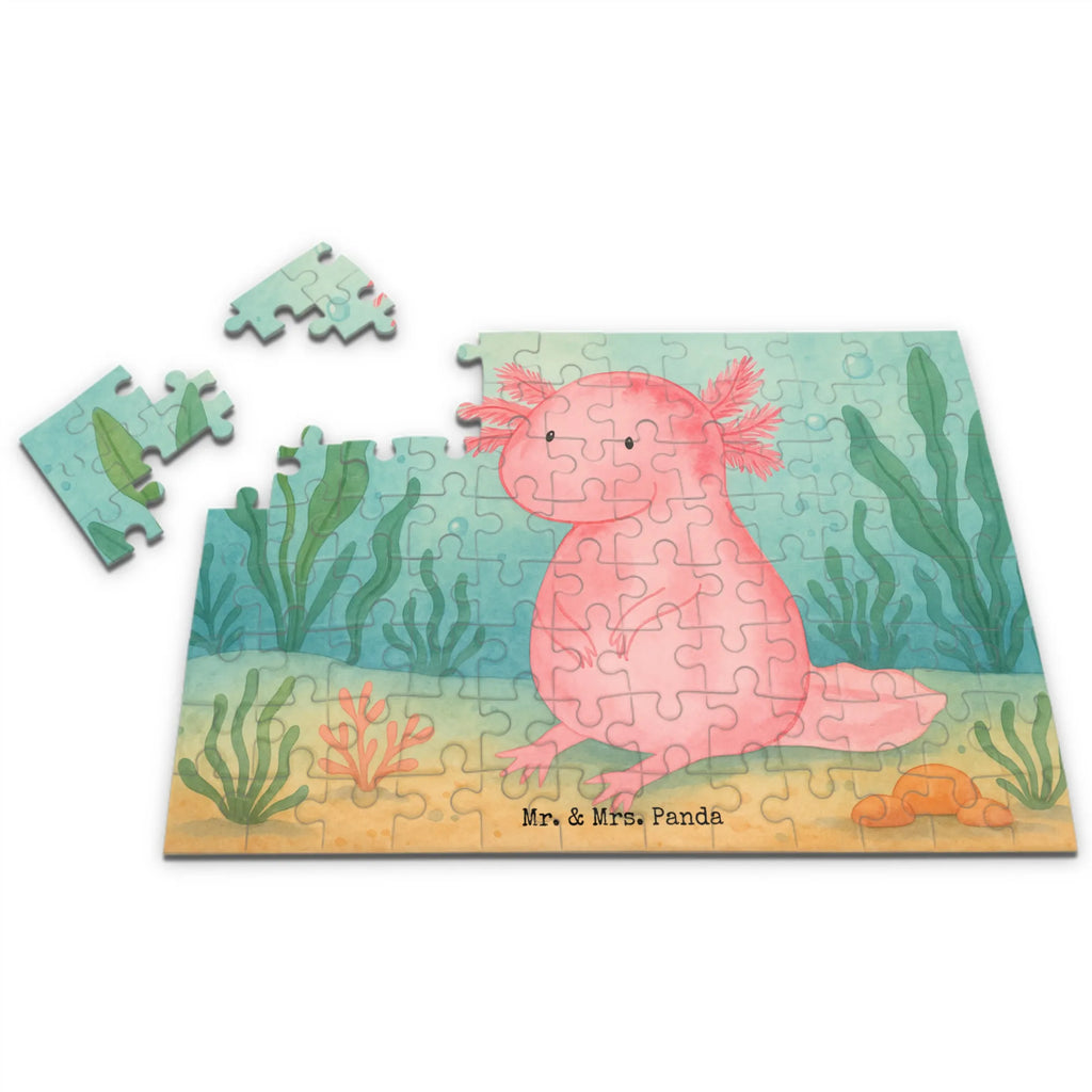 Puzzle Axolotl Niedlich Design Puzzle, Axolotl, Molch, Axolot, vergnügt, fröhlich, zufrieden, Lebensstil, Weisheit, Lebensweisheit, Liebe, Freundin