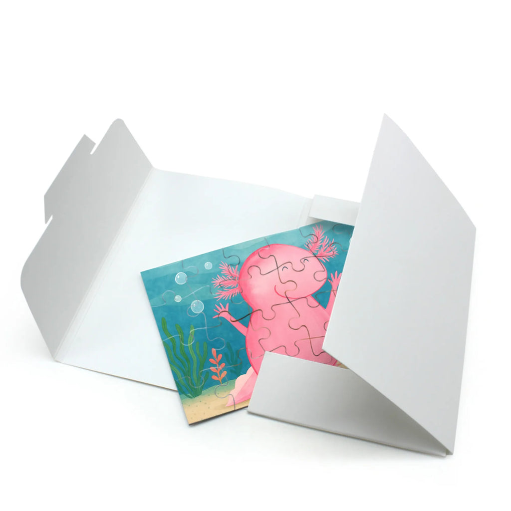 Puzzle Axolotl Hurra Design Puzzle, Axolotl, Molch, Axolot, Schwanzlurch, Lurch, Lurche, fröhlich, Spaß, Freude, Motivation, Zufriedenheit