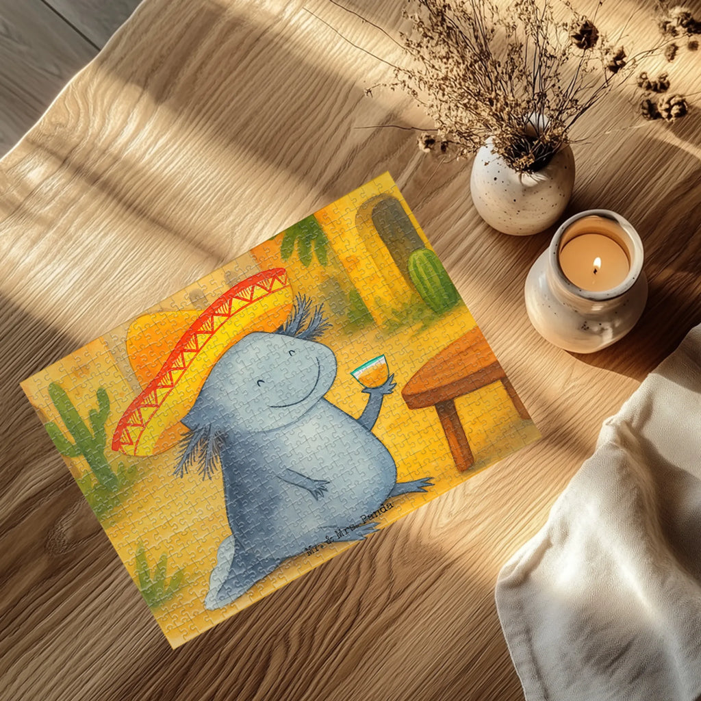 Puzzle Axolotl Tequila Design Puzzle, Axolotl, Molch, Mexico, Mexiko, Sombrero, Zitrone, Tequila, Motivation, Spruch, Schwanzlurch, Lurch, Lurche, Axolot, Feuerdrache, Feuersalamander