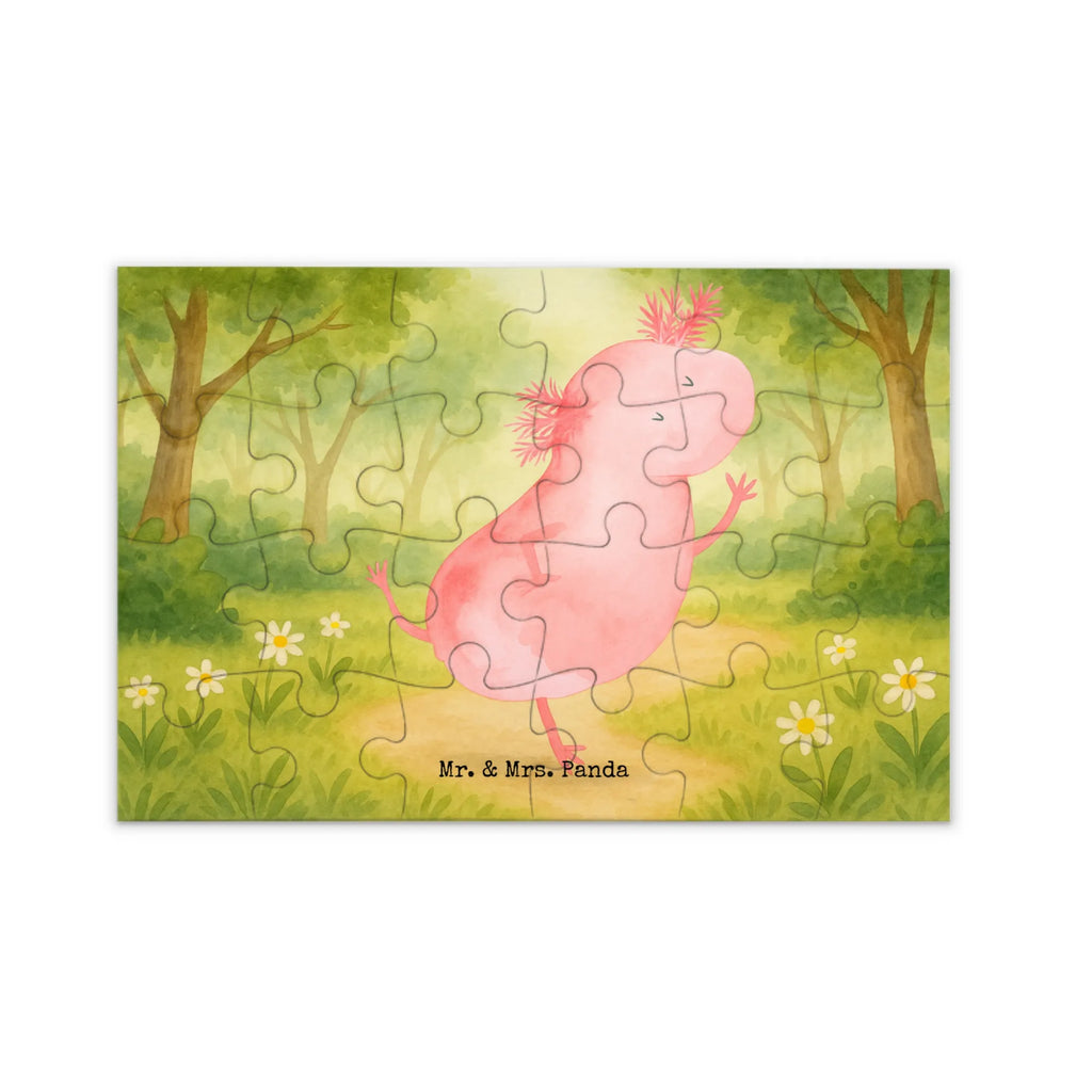 Puzzle Axolotl Tanzen Design Puzzle, Axolotl, Molch, Axolot, Schwanzlurch, Lurch, Lurche, Dachschaden, Sterne, verrückt, Freundin, beste Freundin