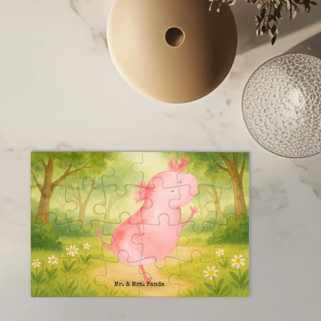 Puzzle Axolotl Tanzen Design Puzzle, Axolotl, Molch, Axolot, Schwanzlurch, Lurch, Lurche, Dachschaden, Sterne, verrückt, Freundin, beste Freundin
