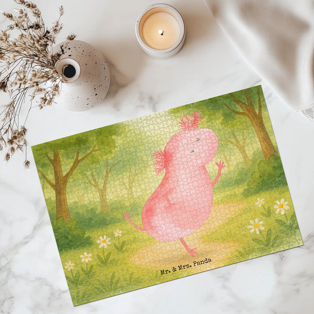 Puzzle Axolotl Tanzen Design Puzzle, Axolotl, Molch, Axolot, Schwanzlurch, Lurch, Lurche, Dachschaden, Sterne, verrückt, Freundin, beste Freundin