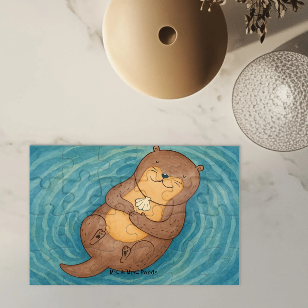Puzzle Otter Muschel Design Puzzle, Otter, Fischotter, Seeotter, Otterliebe, grübeln, träumen, Motivation, Tagträumen, Büro