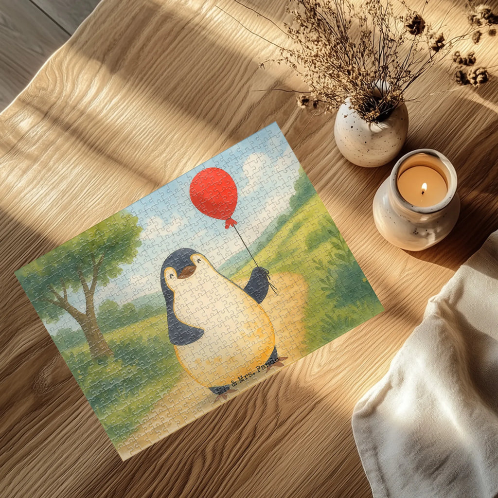 Puzzle Pinguin Luftballon Design Puzzle, Pinguin, Pinguine, Luftballon, Tagträume, Lebenslust, Geschenk Freundin, Geschenkidee, beste Freundin, Motivation, Neustart, neues Leben, Liebe, Glück