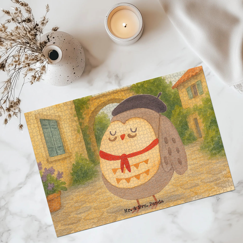 Puzzle Eule Frankreich Design Puzzle, Eule, Eulen, Eule Deko, Owl, hibou, La vie est belle, das Leben ist schön, Spruch schön, Spruch Französisch, Frankreich