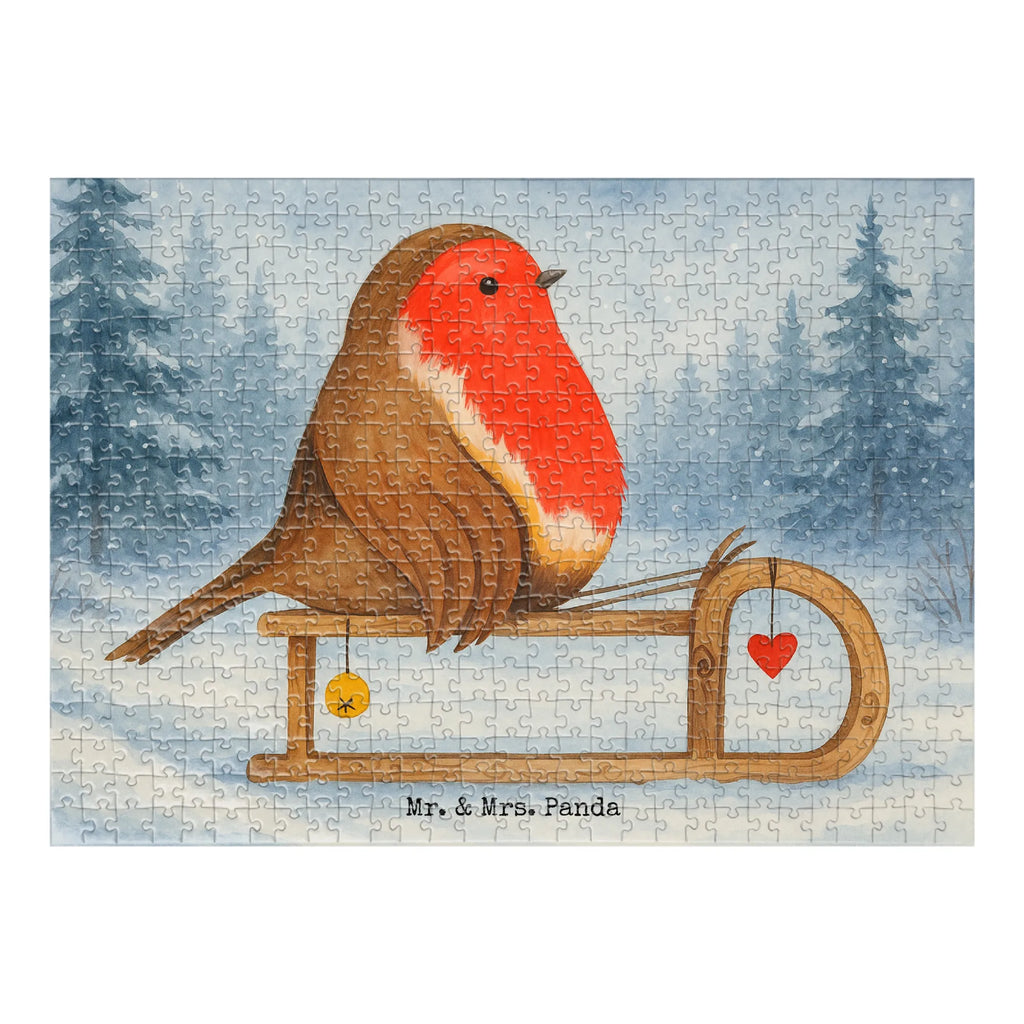 Puzzle Rotkehlchen Schlitten Design Puzzle, Winter, Weihnachten, Weihnachtsdeko, Nikolaus, Advent, Heiligabend, Wintermotiv, Schlitten, Vogel