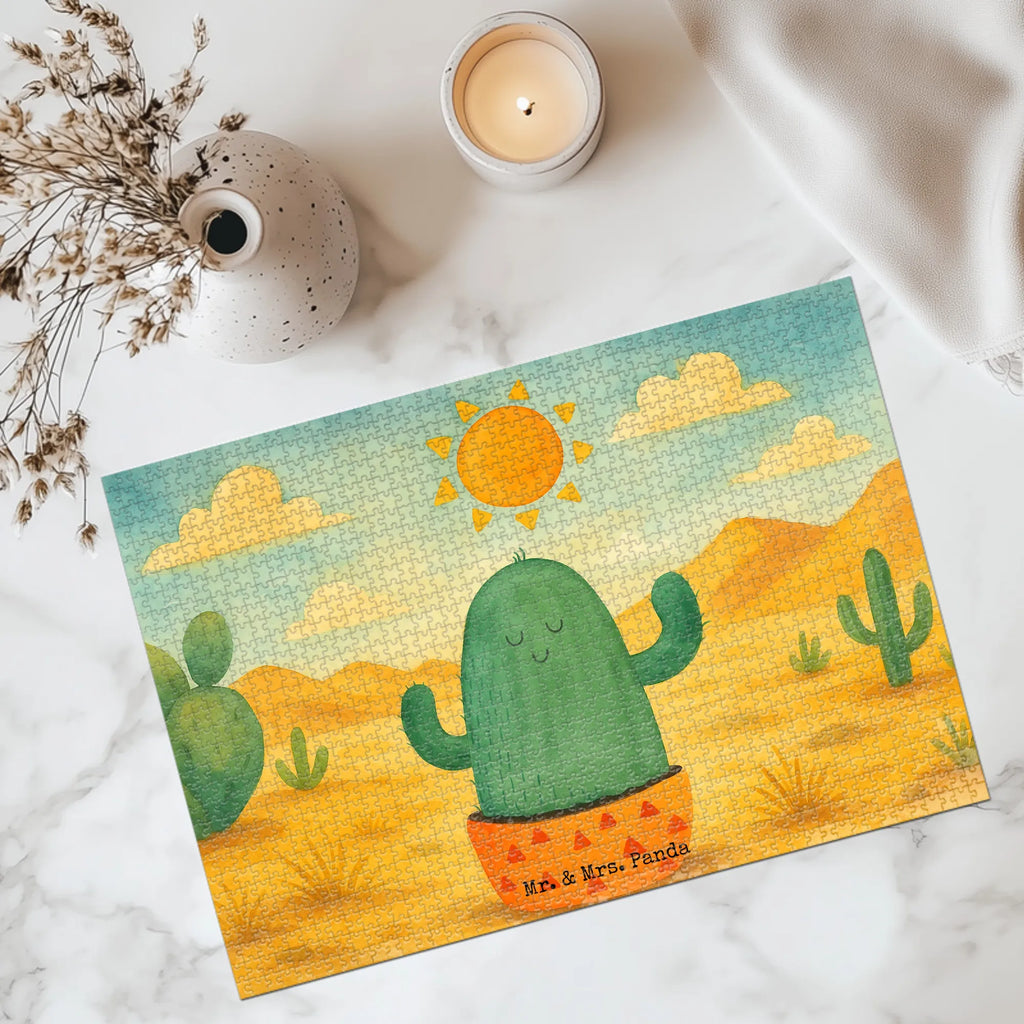Puzzle Kaktus Sonne Design Puzzle, Kaktus, Kakteen, Liebe Kaktusliebe, Sonne, Sonnenschein, Glück, glücklich, Motivation, Neustart, Trennung, Ehebruch, Scheidung, Freundin, Liebeskummer, Liebeskummer Geschenk, Geschenkidee