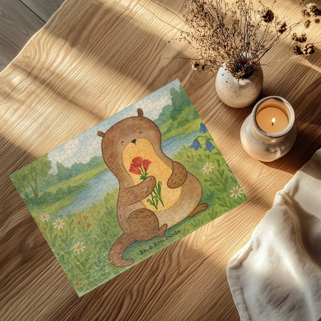 Puzzle Otter Blumenstrauß Design Puzzle, Otter, Fischotter, Seeotter, Otter Seeotter See Otter