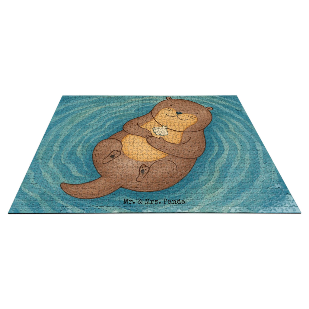 Puzzle Otter Muschel Design Puzzle, Otter, Fischotter, Seeotter, Otterliebe, grübeln, träumen, Motivation, Tagträumen, Büro