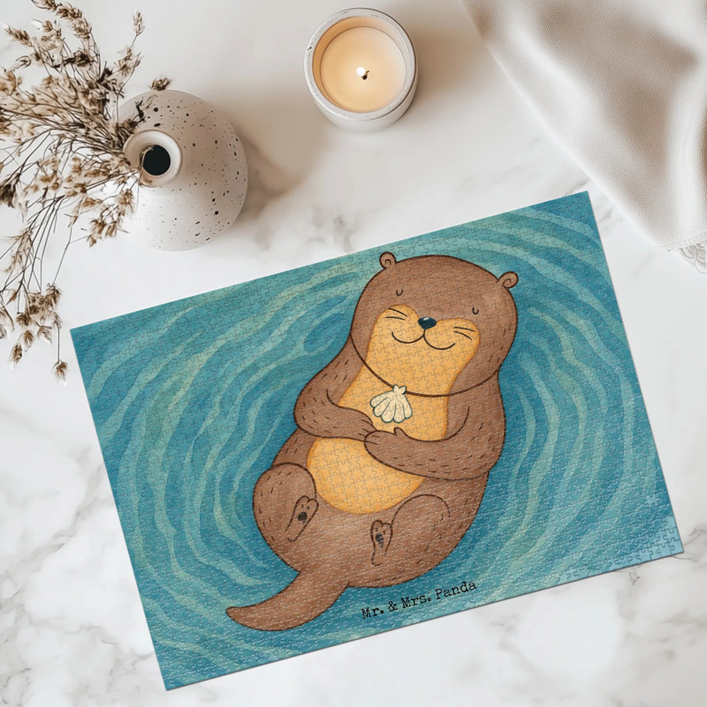 Puzzle Otter Muschel Design Puzzle, Otter, Fischotter, Seeotter, Otterliebe, grübeln, träumen, Motivation, Tagträumen, Büro