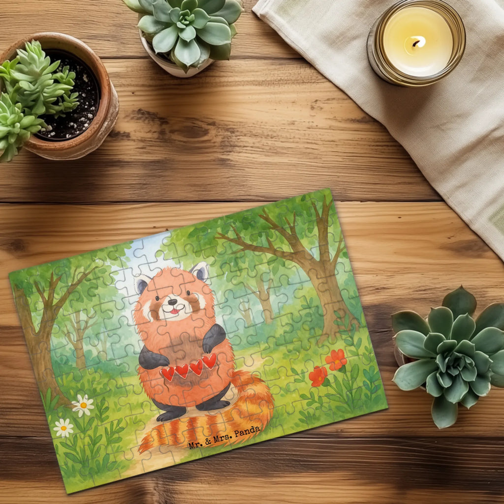 Puzzle Roter Panda Design Puzzle, Tiermotive, Gute Laune, lustige Sprüche, Tiere, Panda, Liebe, Rot, Herz, Liebling, Lieblingsmensch