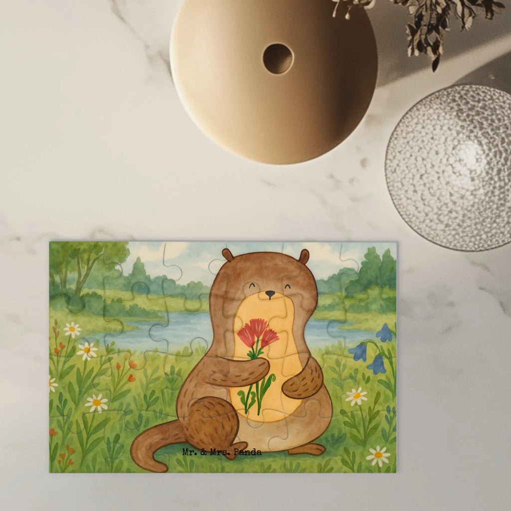 Puzzle Otter Blumenstrauß Design Puzzle, Otter, Fischotter, Seeotter, Otter Seeotter See Otter