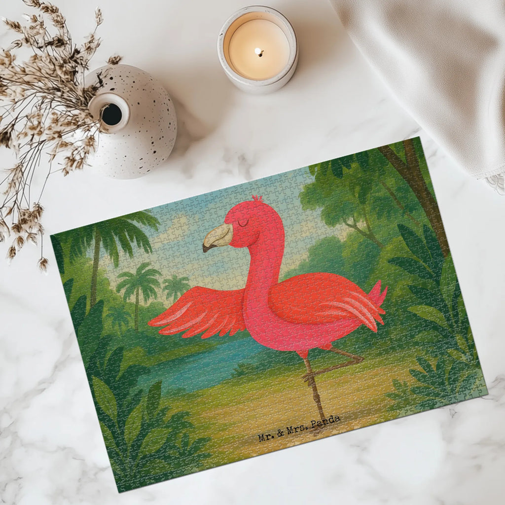 Puzzle Flamingo Yoga Design Puzzle, Flamingo, Vogel, Yoga, Namaste, Achtsamkeit, Yoga-Übung, Entspannung, Ärger, Aufregen, Tiefenentspannung