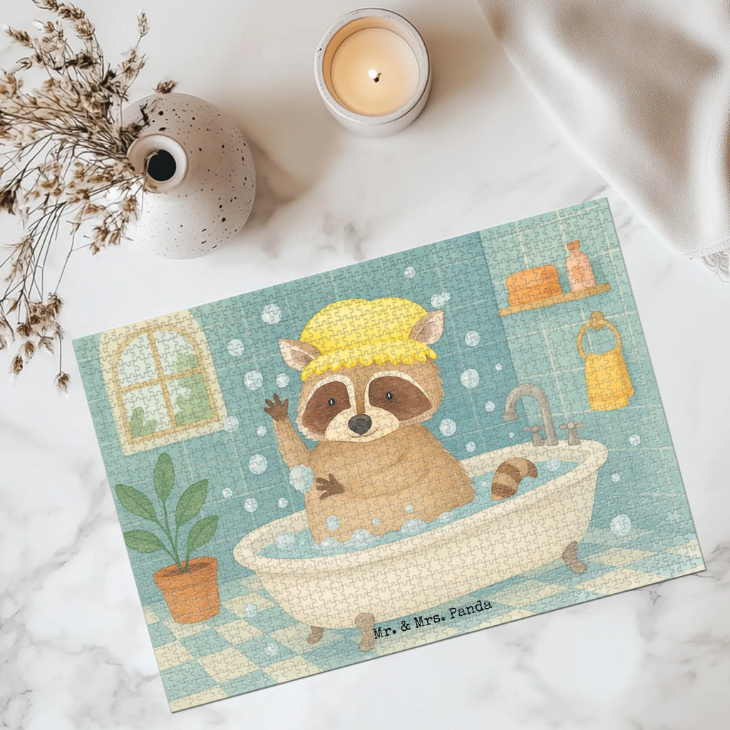 Puzzle Waschbär Design Puzzle, Tiermotive, Gute Laune, lustige Sprüche, Tiere, Waschbär, Tagträumen, Plan, Fröhlich, waschen, Seifenblasen