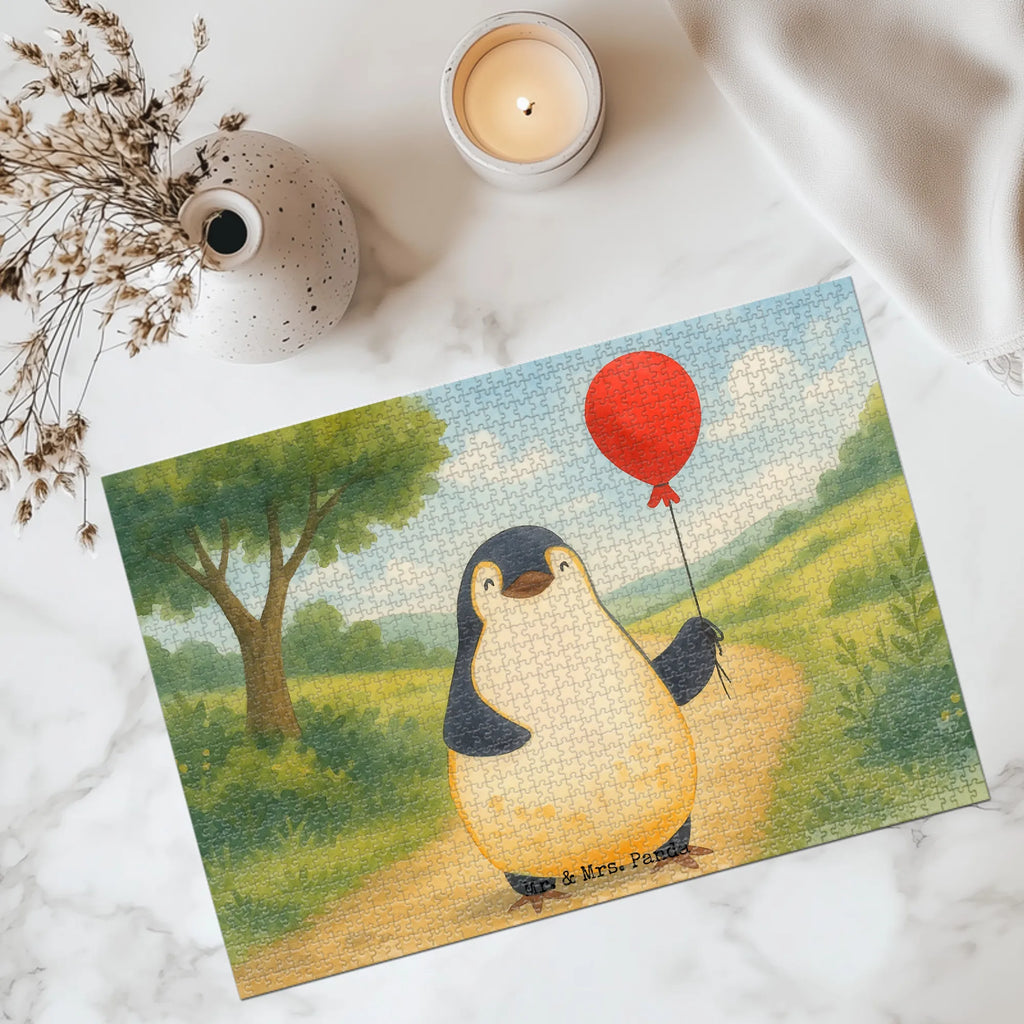 Puzzle Pinguin Luftballon Design Puzzle, Pinguin, Pinguine, Luftballon, Tagträume, Lebenslust, Geschenk Freundin, Geschenkidee, beste Freundin, Motivation, Neustart, neues Leben, Liebe, Glück