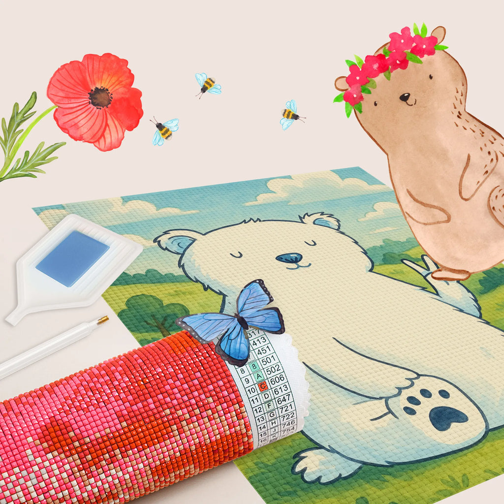 Diamond Painting Icebear Lazy Design bear, teddy, teddy bear, cuddly toy, North Pole, relaxing, Polar bear, workplace, home office, lazy, work, office, office job