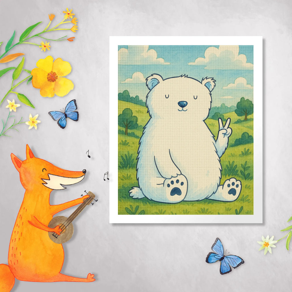 Diamond Painting Icebear Lazy Design bear, teddy, teddy bear, cuddly toy, North Pole, relaxing, Polar bear, workplace, home office, lazy, work, office, office job