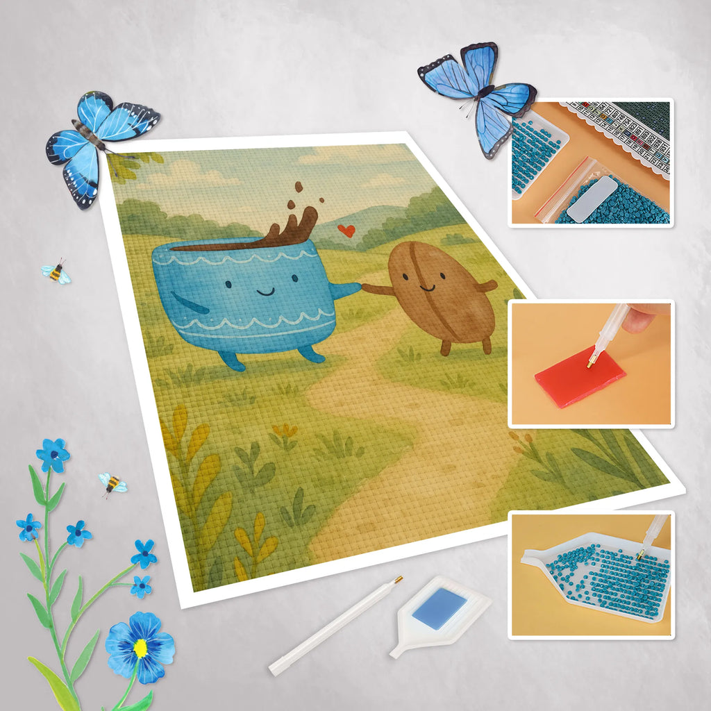 Obraz diamentowy kawa ziarno Design Motywy zwierzęce, dobra energia, zabawne powiedzonka, zwierzęta