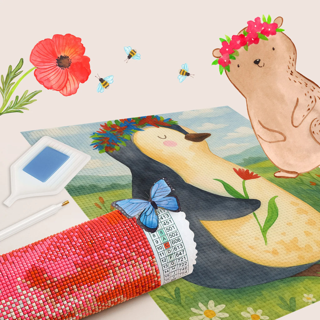 Diamond Painting Penguin Flower Design Penguin, North Pole, Winter, Penguins, wishes, gift idea, life, love of life, universe, penguins, goals in life, motivation, goals, lovesickness, wreath of flowers