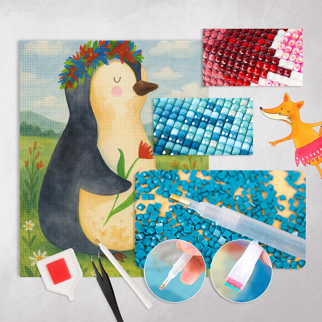 Diamond Painting Penguin Flower Design Penguin, North Pole, Winter, Penguins, wishes, gift idea, life, love of life, universe, penguins, goals in life, motivation, goals, lovesickness, wreath of flowers