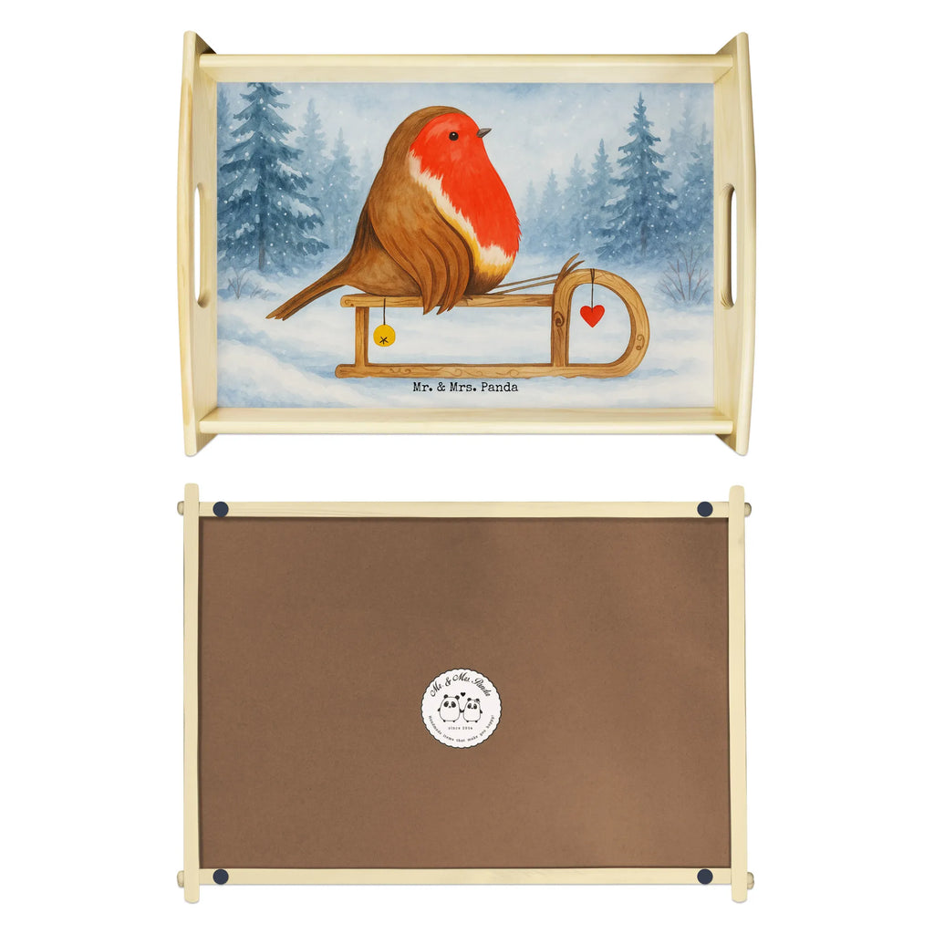 Serviertablett Rotkehlchen Schlitten Design Serviertablett, Tablett, Holztablett, Küchentablett, Dekotablett, Frühstückstablett, Winter, Weihnachten, Weihnachtsdeko, Nikolaus, Advent, Heiligabend, Wintermotiv, Schlitten, Vogel
