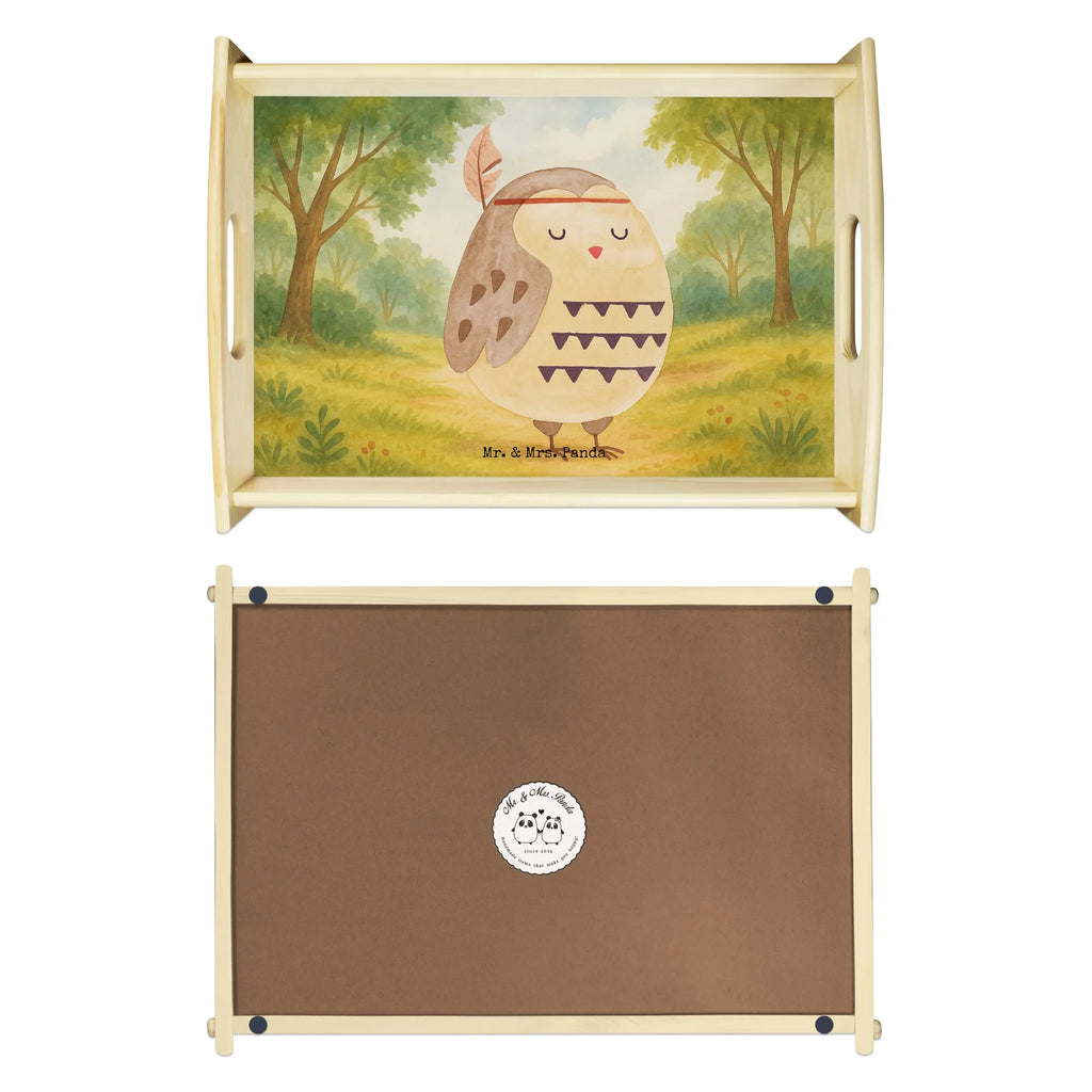 Serviertablett Eule Federschmuck Design Serviertablett, Tablett, Holztablett, Küchentablett, Dekotablett, Frühstückstablett, Eule, Eule Deko, Owl, Das Leben ist ein Abenteuer, Reisespruch, Federschmuck, Dekoration