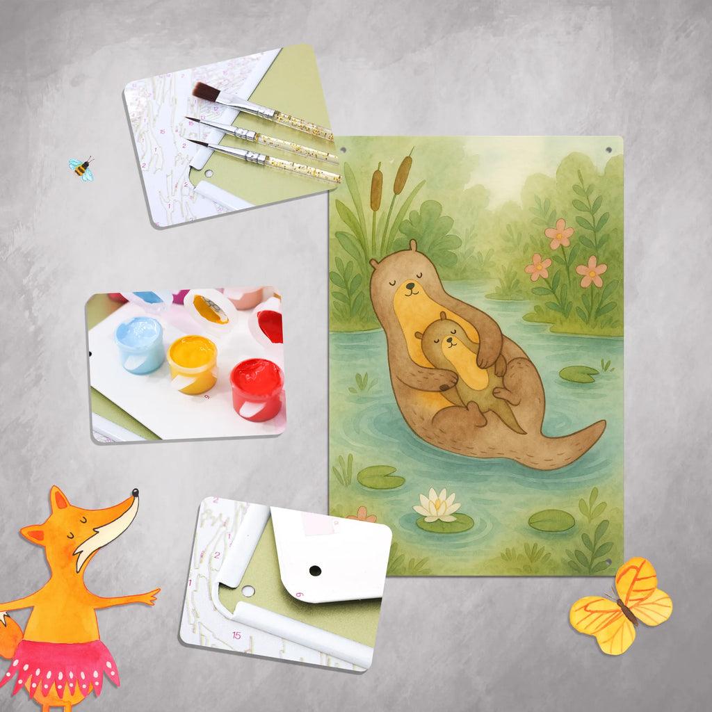 Paint by Numbers Metal Sign otter child Design otter, marten, sea otter, European otter, water mammal, aquatic animal, baby otter, predator, water, otter gifts, animal lover, gift ideas for animal lovers, animal, mammal, water animal, gifts for people in love, Otter Sea Otter Lake Otter