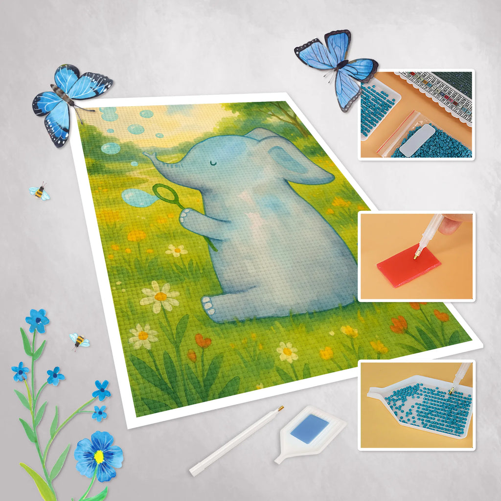 Diamond Painting elephant soap bubbles Design small animals, cute, funny, cute animal motives, hand drawn, small world, funny sayings, good mood, happy, gifts, gift ideas, special gifts, animal lover, card, pachyderm, soap bubbles, feeling. Home, Elephant, proof of love, elephants, home, love saying, proboscidean, love