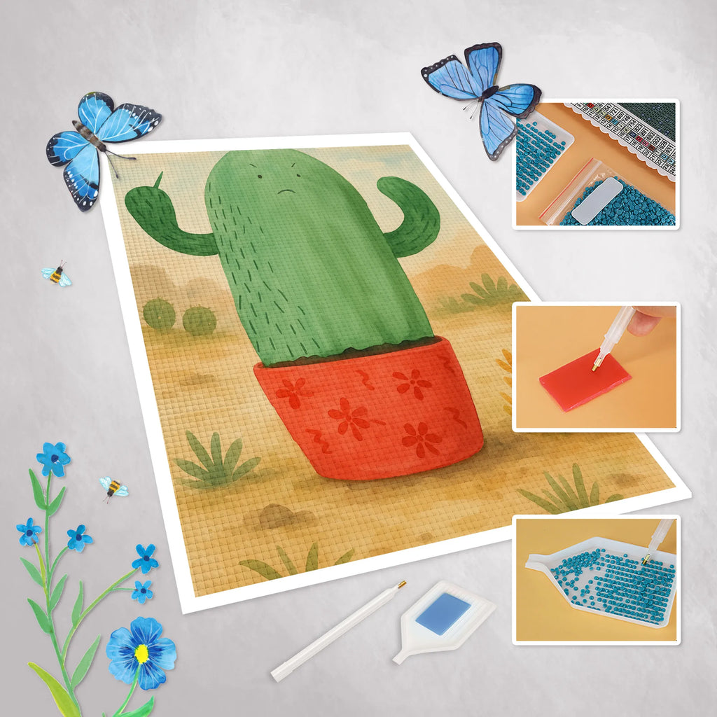 Diamond Painting cactus Fury Design cactus, cactuses, plants, cactus plant, small green cactus, annoy, colleague, school, angry, boss, office life, office