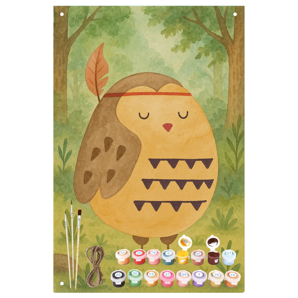 Paint by Numbers Metal Sign Owl feather headdress Design owl, forest animal, bird, nocturnal, gift ideas, birthday present, illustrated, funny, romantic gift, owl decor, Owl, Indian saying, Beautiful saying, Decoration, Owl decoration, Feather decoration, Travel saying, Life is an adventure