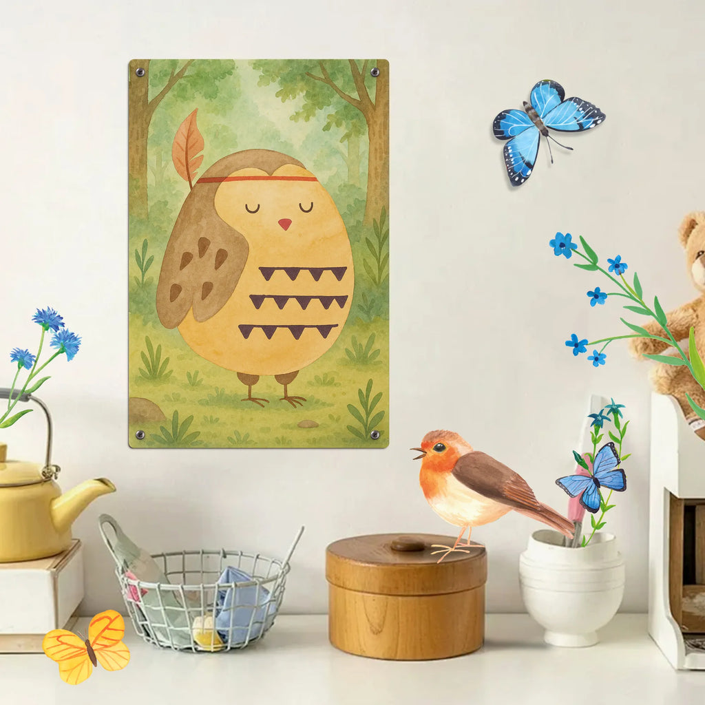 Paint by Numbers Metal Sign Owl feather headdress Design owl, forest animal, bird, nocturnal, gift ideas, birthday present, illustrated, funny, romantic gift, owl decor, Owl, Indian saying, Beautiful saying, Decoration, Owl decoration, Feather decoration, Travel saying, Life is an adventure