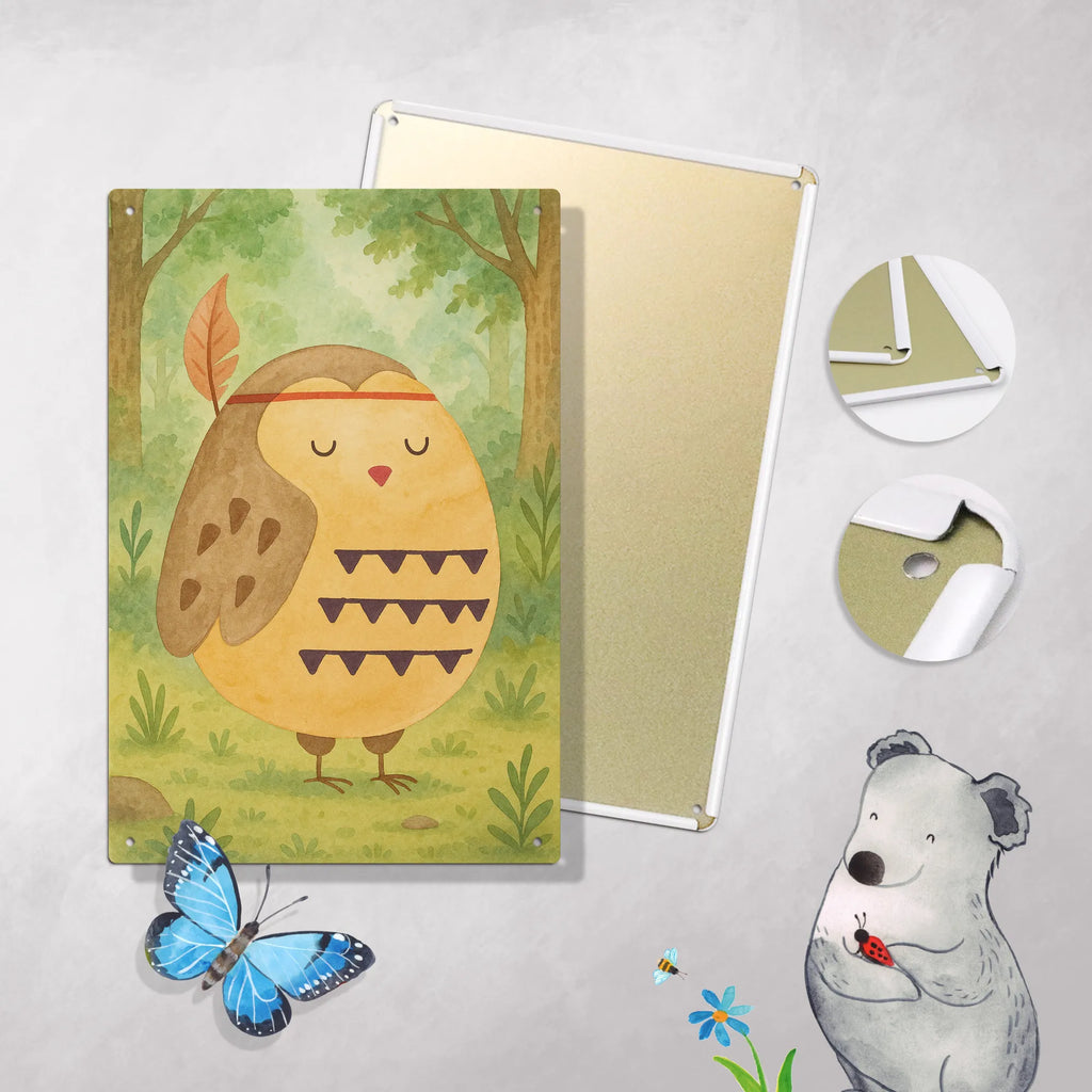 Paint by Numbers Metal Sign Owl feather headdress Design owl, forest animal, bird, nocturnal, gift ideas, birthday present, illustrated, funny, romantic gift, owl decor, Owl, Indian saying, Beautiful saying, Decoration, Owl decoration, Feather decoration, Travel saying, Life is an adventure