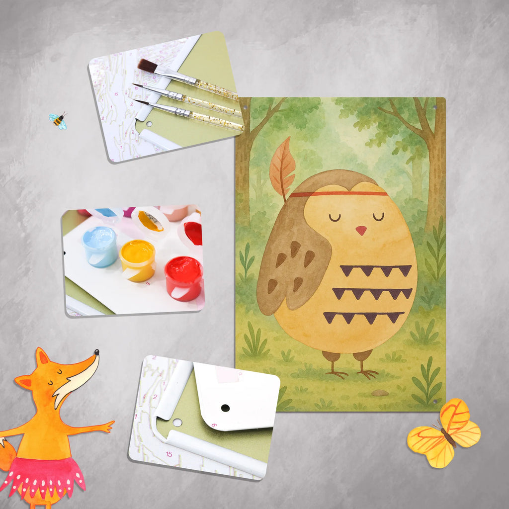 Paint by Numbers Metal Sign Owl feather headdress Design owl, forest animal, bird, nocturnal, gift ideas, birthday present, illustrated, funny, romantic gift, owl decor, Owl, Indian saying, Beautiful saying, Decoration, Owl decoration, Feather decoration, Travel saying, Life is an adventure