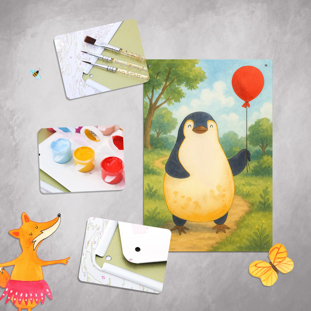 Paint by Numbers Metal Sign Penguin balloon Design Penguin, North Pole, Winter, Penguins, gift girlfriend, new life, love, happiness, love of life, motivation, new start, gift idea, daydreams, best friend, penguins, balloon