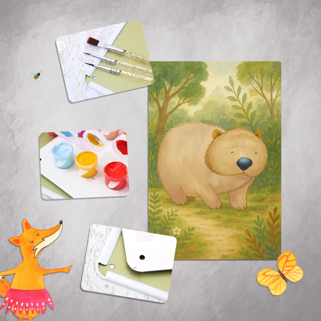 Paint by Numbers Metal Sign Wombat Design small animals, cute, funny, cute animal motives, hand drawn, small world, funny sayings, good mood, happy, gifts, gift ideas, special gifts, animal lover, card, Australia, motivation, Wombat, saying, life is beautiful