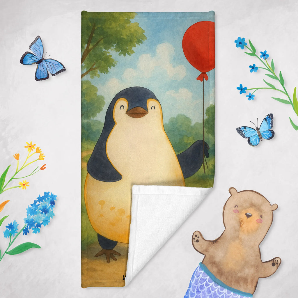 Badehandtuch Pinguin Luftballon Design Duschtuch, Badetuch, Strandtuch, Saunatuch, Kinder Handtuch, Pinguin, Pinguine, Luftballon, Tagträume, Lebenslust, Geschenk Freundin, Geschenkidee, beste Freundin, Motivation, Neustart, neues Leben, Liebe, Glück