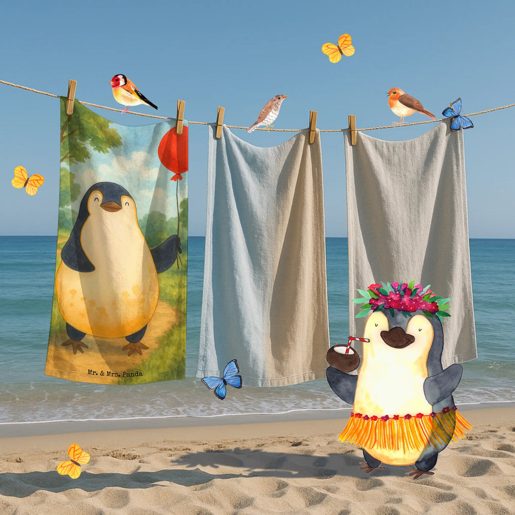 Badehandtuch Pinguin Luftballon Design Duschtuch, Badetuch, Strandtuch, Saunatuch, Kinder Handtuch, Pinguin, Pinguine, Luftballon, Tagträume, Lebenslust, Geschenk Freundin, Geschenkidee, beste Freundin, Motivation, Neustart, neues Leben, Liebe, Glück