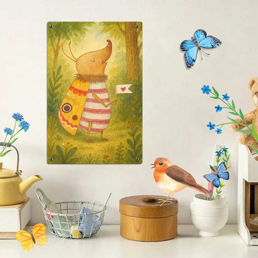 Paint by Numbers Metal Sign Moth flag Design small animals, cute, funny, cute animal motives, hand drawn, small world, funny sayings, good mood, happy, gifts, gift ideas, special gifts, animal lover, card, How much does the world cost, Saying funny, Kitchen decoration, Moth, Beetle