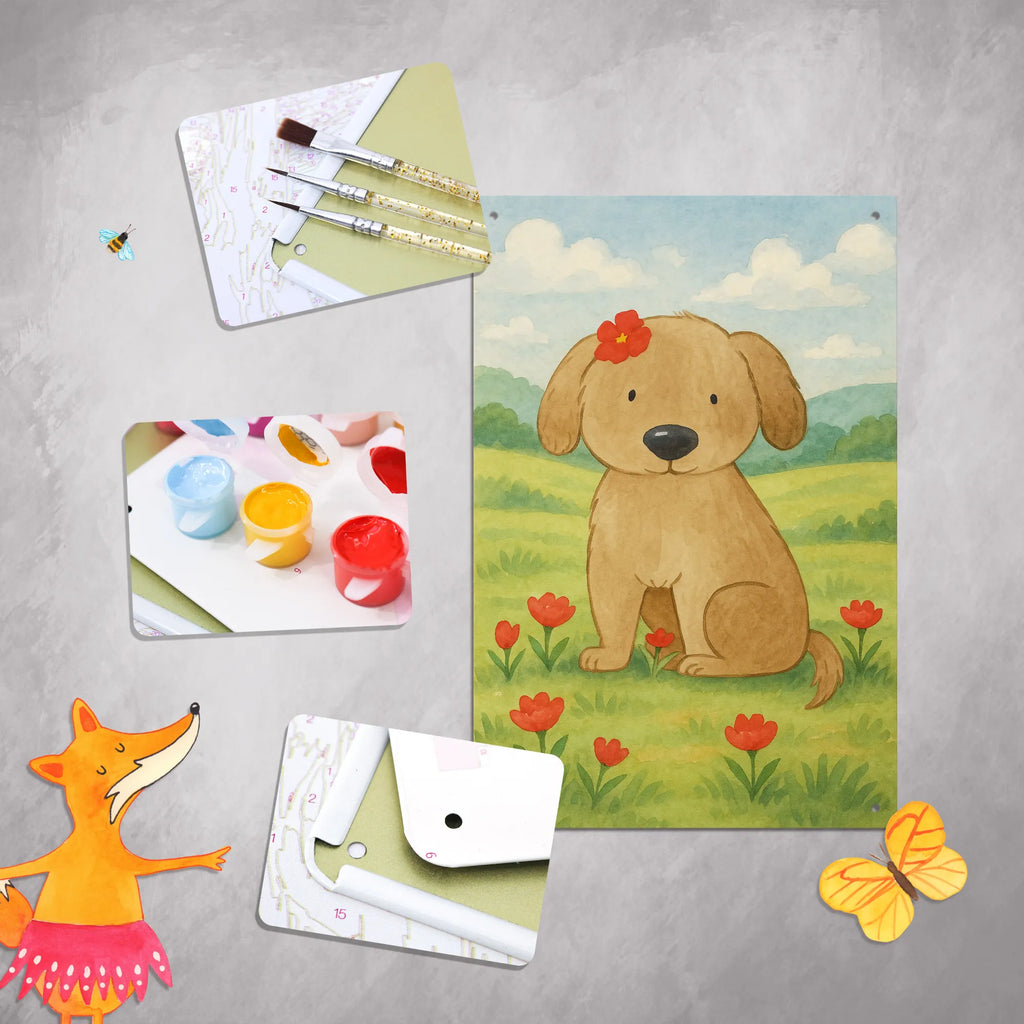 Metalowy szyld do malowania po numerach pies Dama Design Pies, motyw psa, zwierzę domowe, rasa psa, miłośnik zwierząt, właściciel psa, powiedzenia