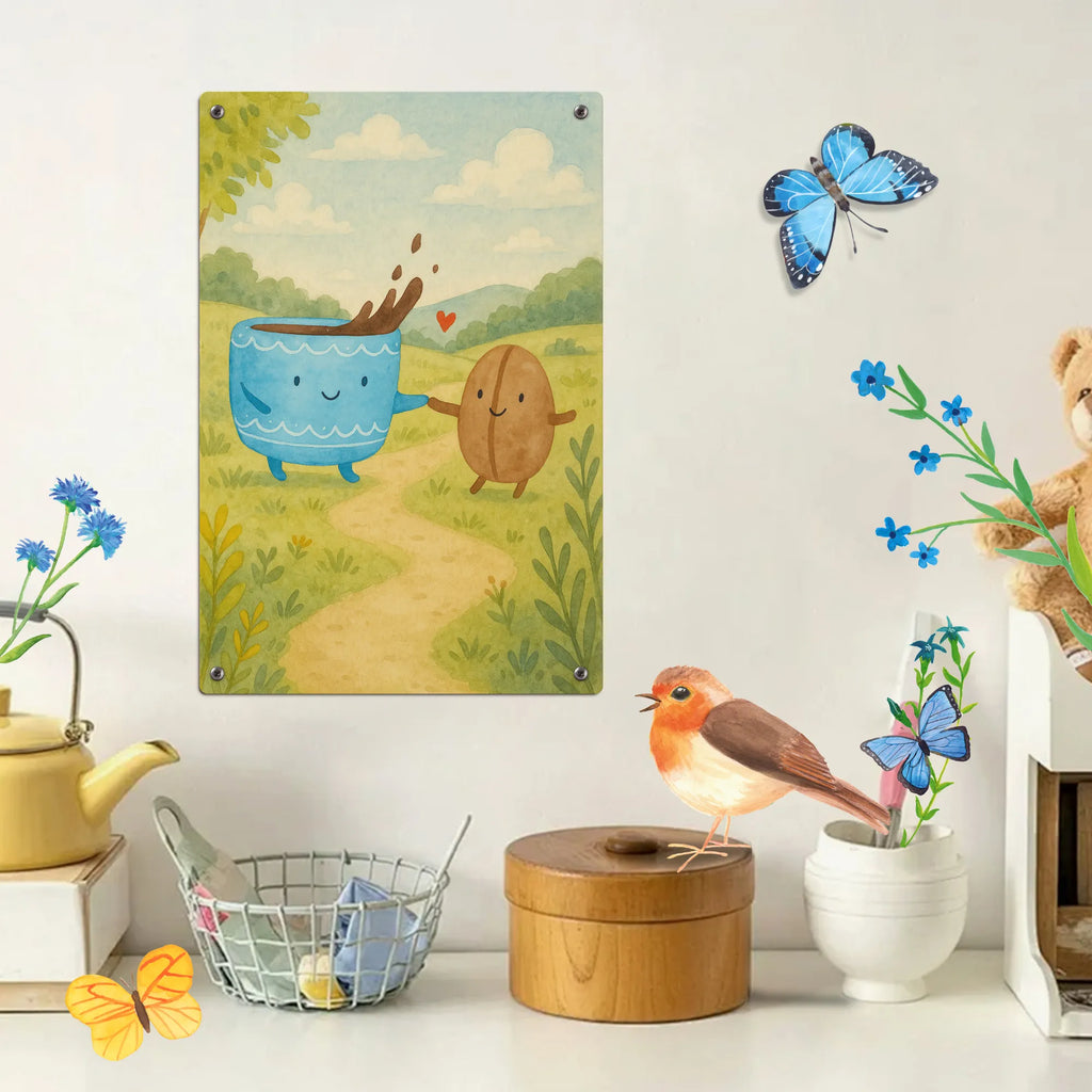 Metalowy szyld do malowania po numerach kawa ziarno Design Motywy zwierzęce, dobra energia, zabawne powiedzonka, zwierzęta