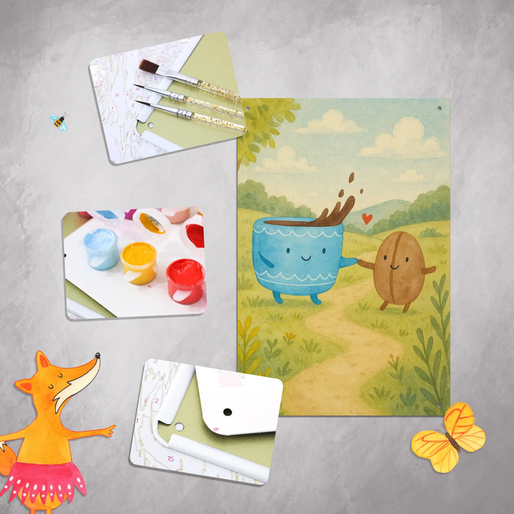 Metalowy szyld do malowania po numerach kawa ziarno Design Motywy zwierzęce, dobra energia, zabawne powiedzonka, zwierzęta