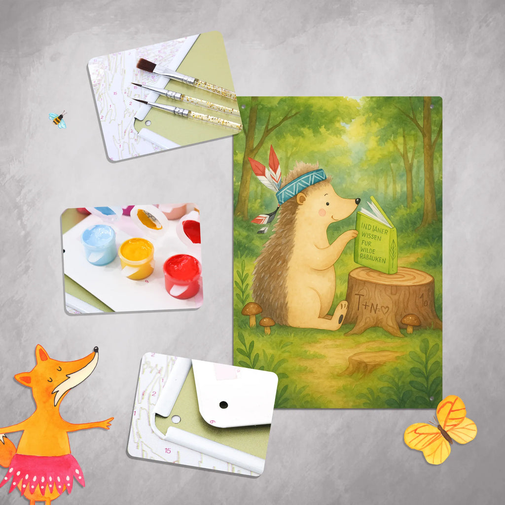 Metalowy szyld do malowania po numerach jeż Ozdoba z piór Design Waldtiere, zwierzęta