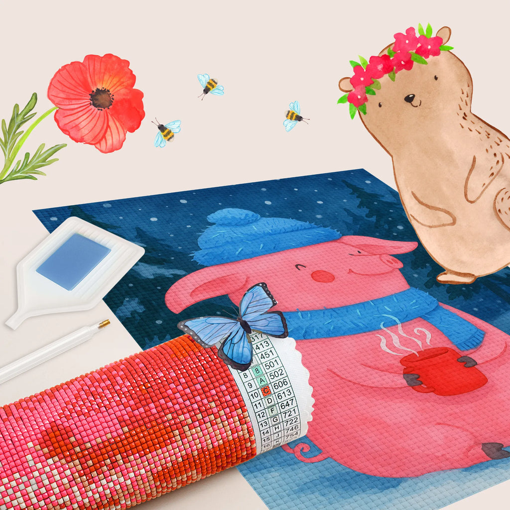 Diamond Painting piggy Mulled wine Design Kreativität, Kristallbild, Diamond Painting, DIY, Winter, Weihnachten, Weihnachtsdeko, Nikolaus, Advent, Heiligabend, Wintermotiv, Spruch, Betrunken, Glühwein, Weihnachtsmarkt