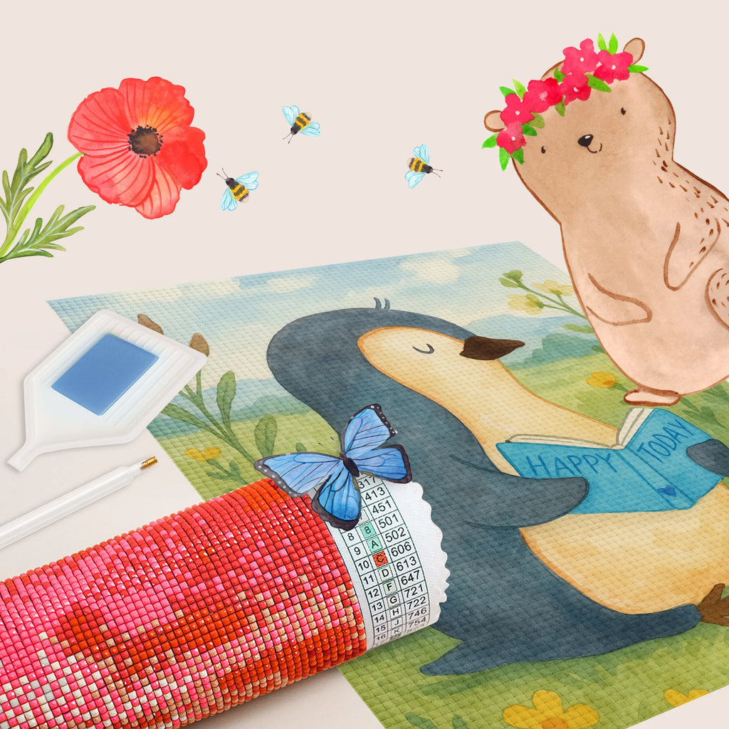 Diamond Painting Pinguin Buch Design Kreativität, DIY, Diamond Painting, Kristallbild, Pinguin, Freizeit, Ferien, Nichtstun, Faulenzen, Urlaub, Bücherwurm, Buch, Pinguine, Lesen