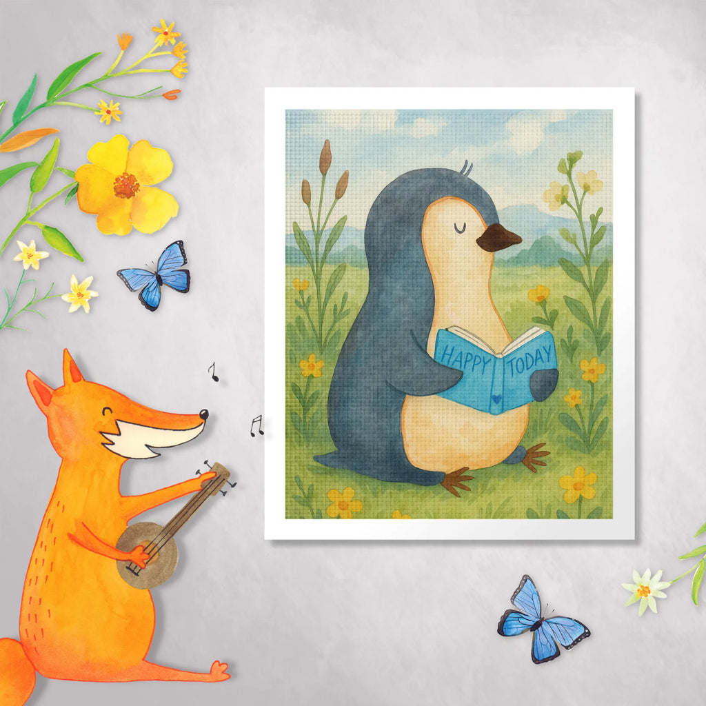 Diamond Painting Pinguin Buch Design Kreativität, DIY, Diamond Painting, Kristallbild, Pinguin, Freizeit, Ferien, Nichtstun, Faulenzen, Urlaub, Bücherwurm, Buch, Pinguine, Lesen