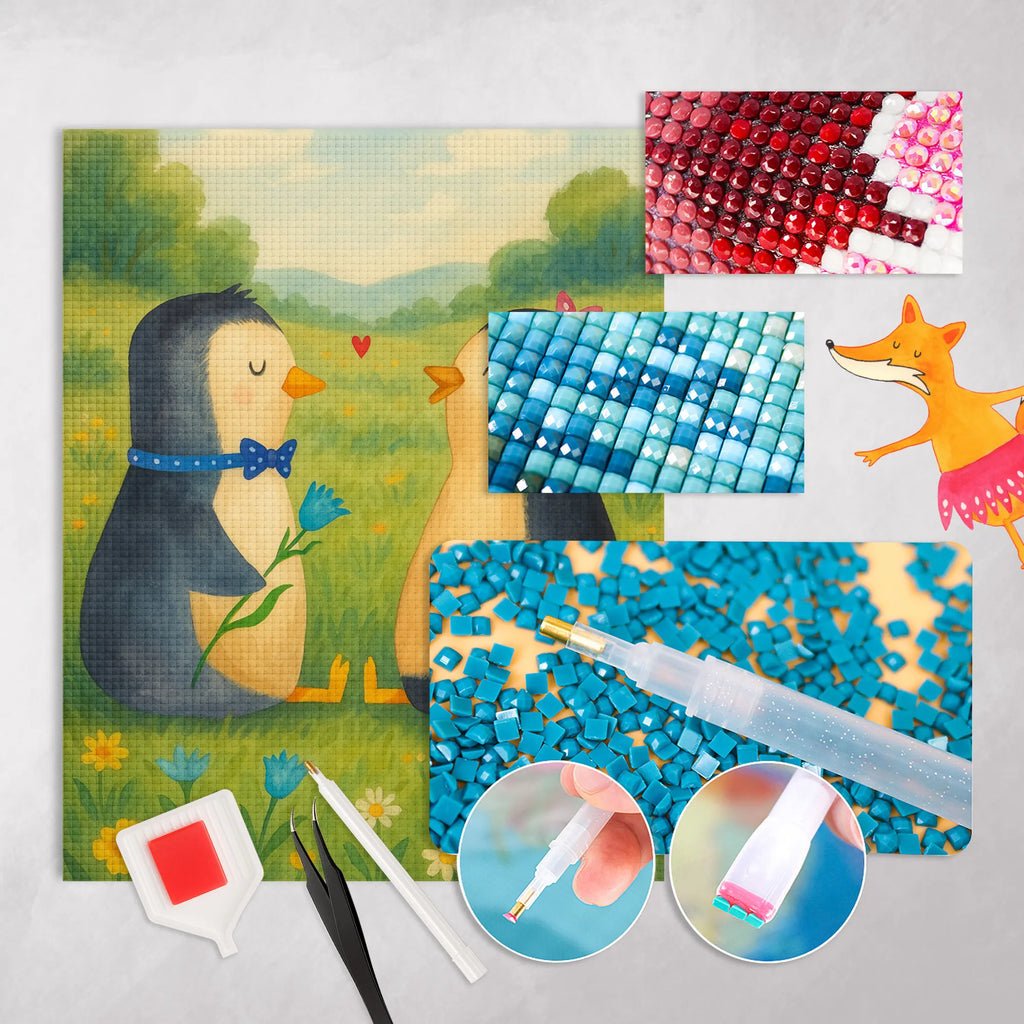 Diamond Painting Penguin pair Design Penguin, North Pole, Winter, Penguins, wedding gift, penguins, great love, dream couple, wedding, lovers, engagement, proof of love, love, love gift, anniversary, wedding day, penguin