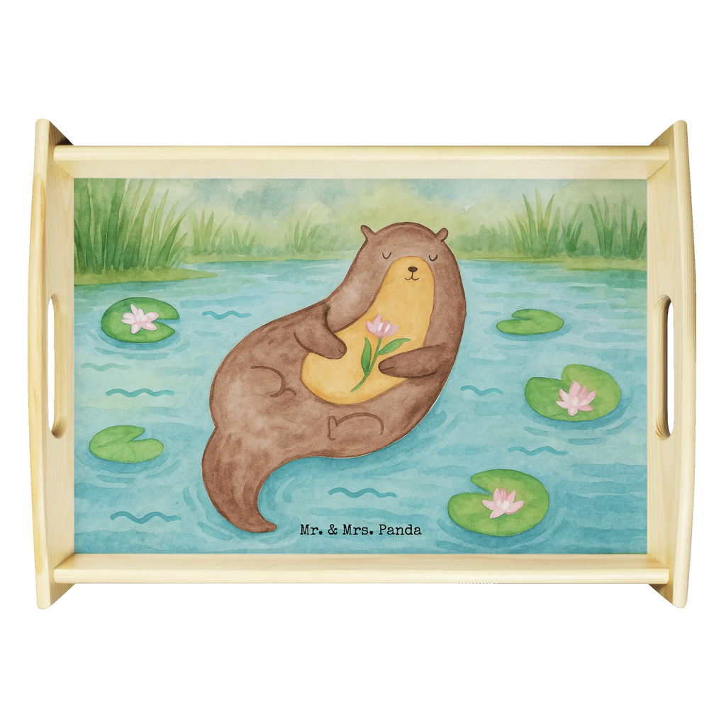 Serviertablett Otter Seerose Design Serviertablett, Tablett, Holztablett, Küchentablett, Dekotablett, Frühstückstablett, Otter, Fischotter, Seeotter, Otter Seeotter See Otter