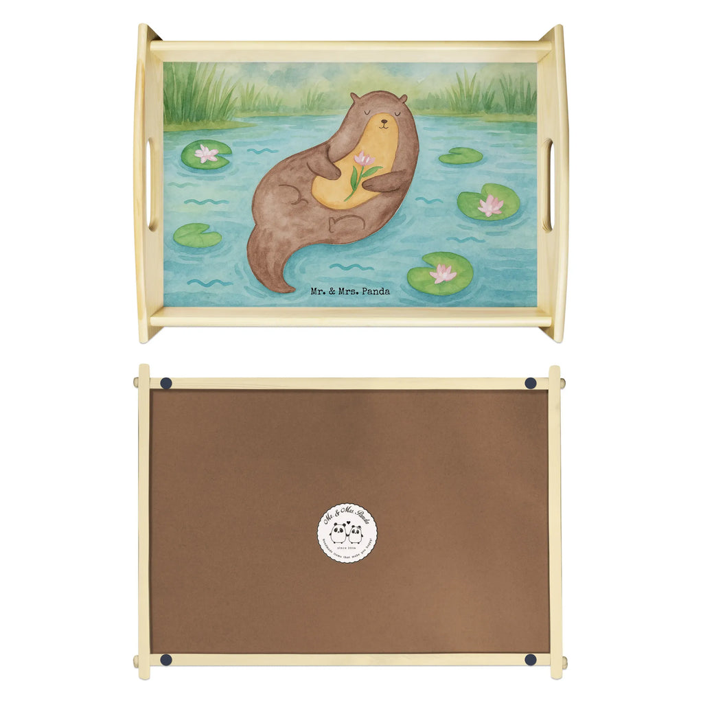 Serviertablett Otter Seerose Design Serviertablett, Tablett, Holztablett, Küchentablett, Dekotablett, Frühstückstablett, Otter, Fischotter, Seeotter, Otter Seeotter See Otter