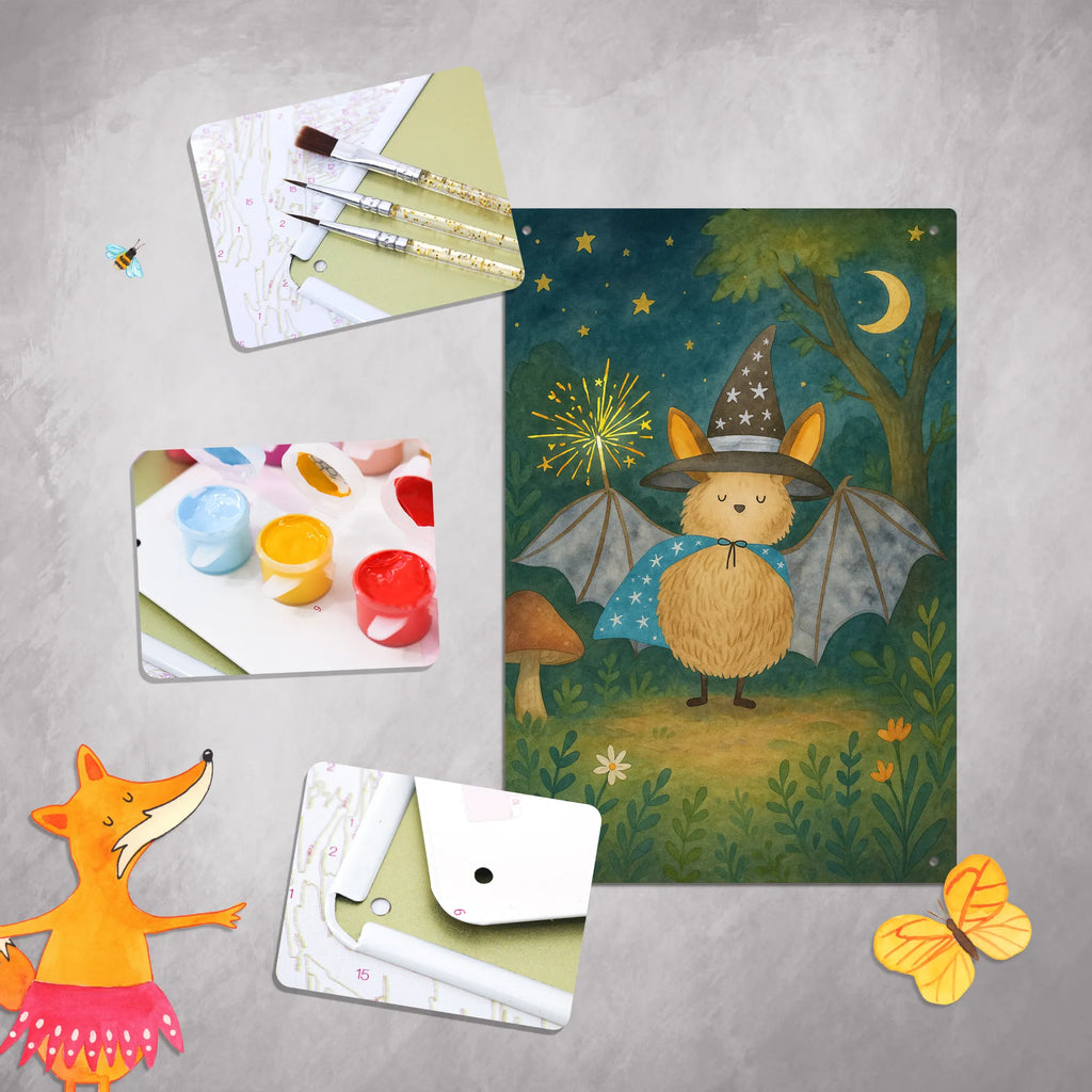 Metalowy szyld do malowania po numerach Nietoperz czarodziej Design Motywy zwierzęce, dobra energia, zabawne powiedzonka, zwierzęta