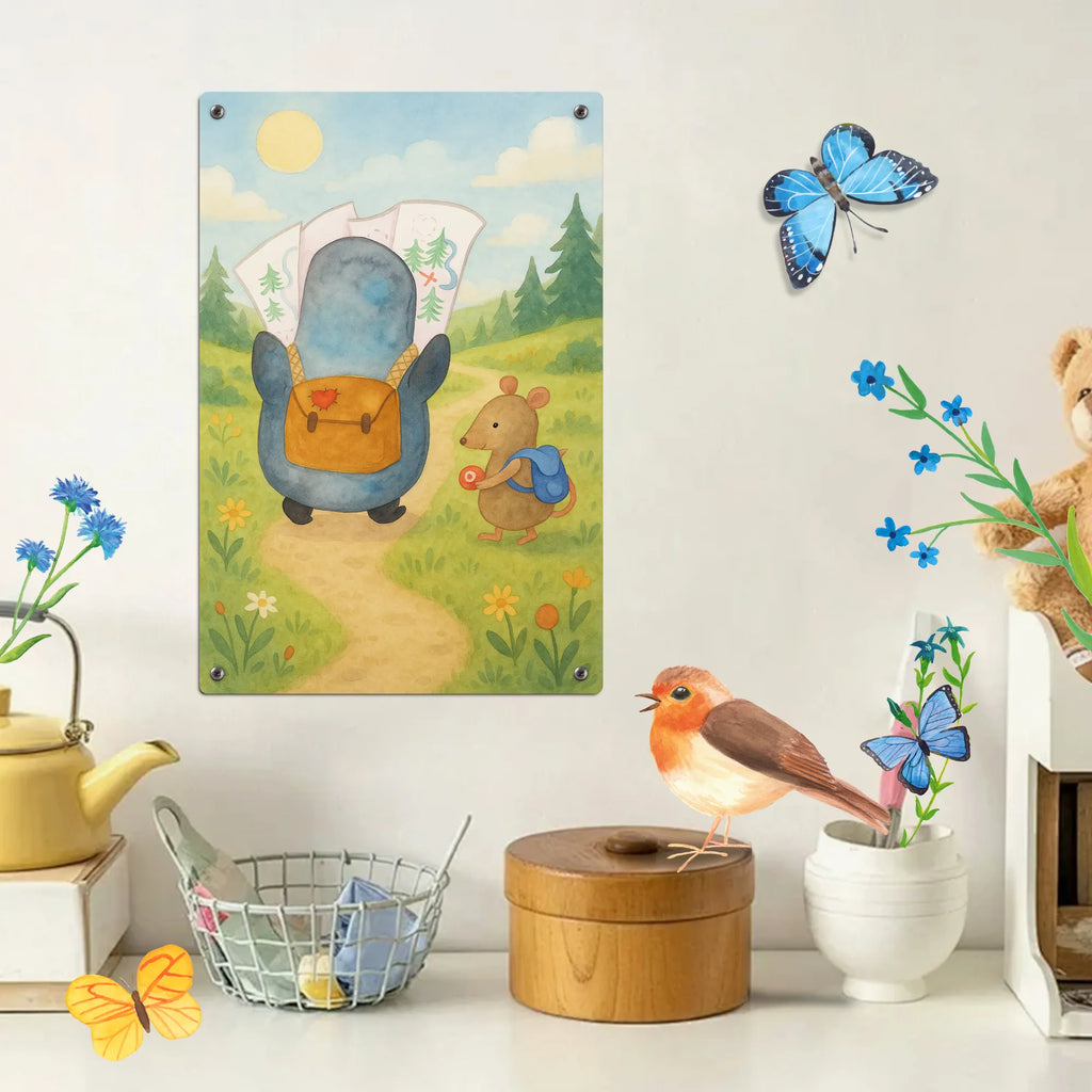 Paint by Numbers Metal Sign Penguin & Mouse Hiker Design Penguin, North Pole, Winter, Penguins, penguin, road trip, adventure, wanderlust, adventurer, excursion, penguins, hiking